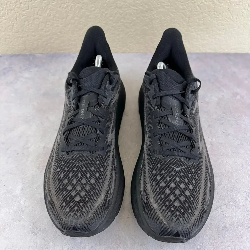 HOKA Clifton 9 Mens 12 D Black Running Shoes 1127895 BBLC